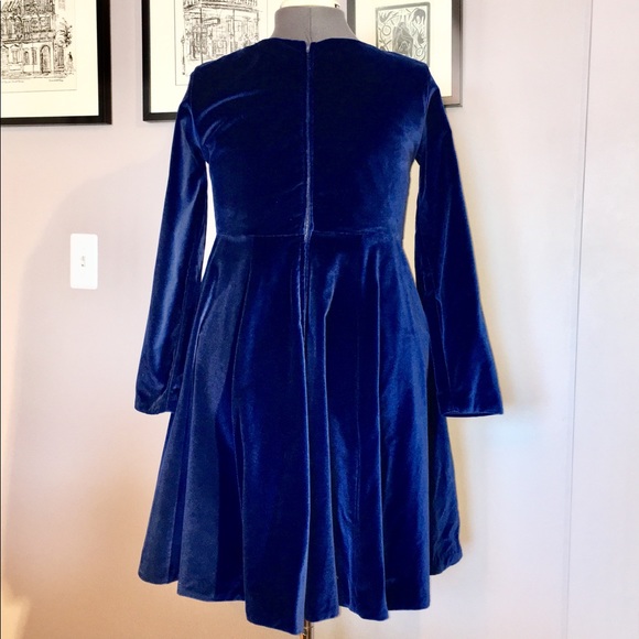 Blue Velvet Vintage OOAK Tailored Empire Dress - Picture 2 of 8